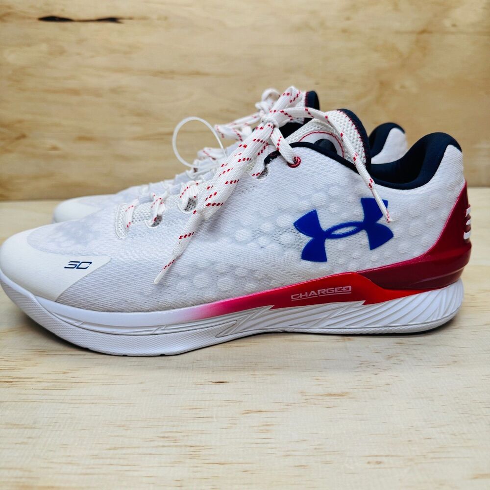 NEW Under Armour Stephen Curry 1 Low Basketball Red White Sz 12 3027433-100